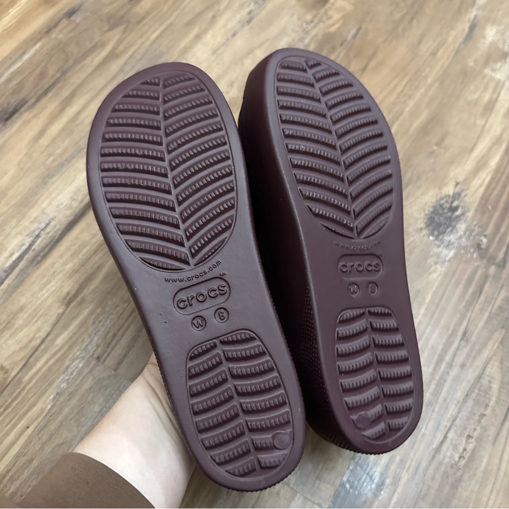 Crocs Classic Platform Slide Sandals Iconic Comfort Dark Cherry - Picture 2 of 9